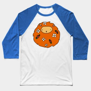 Flowery Lion Face Baseball T-Shirt